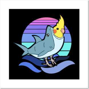 Cockatiel dressed like cute Shark Posters and Art